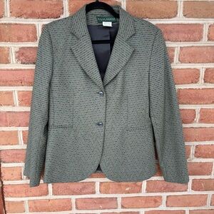 Harve Bernard Olive Green Textured Two-Button Blazer